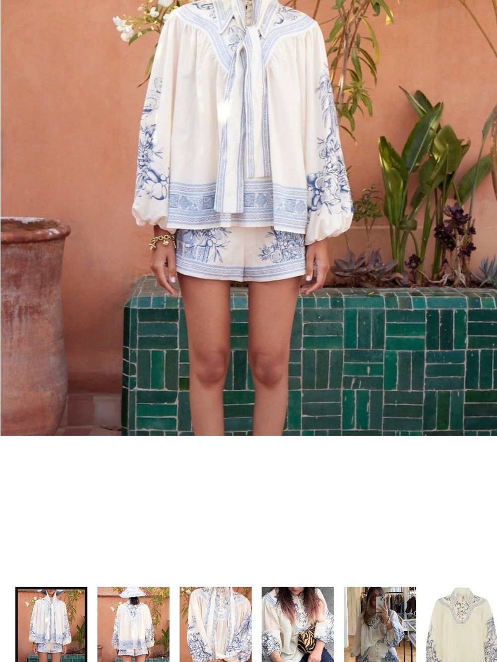 ALÉMAIS Villa Romantica Blouse Cream Blue NWOT Size 6 - Picture 3 of 16